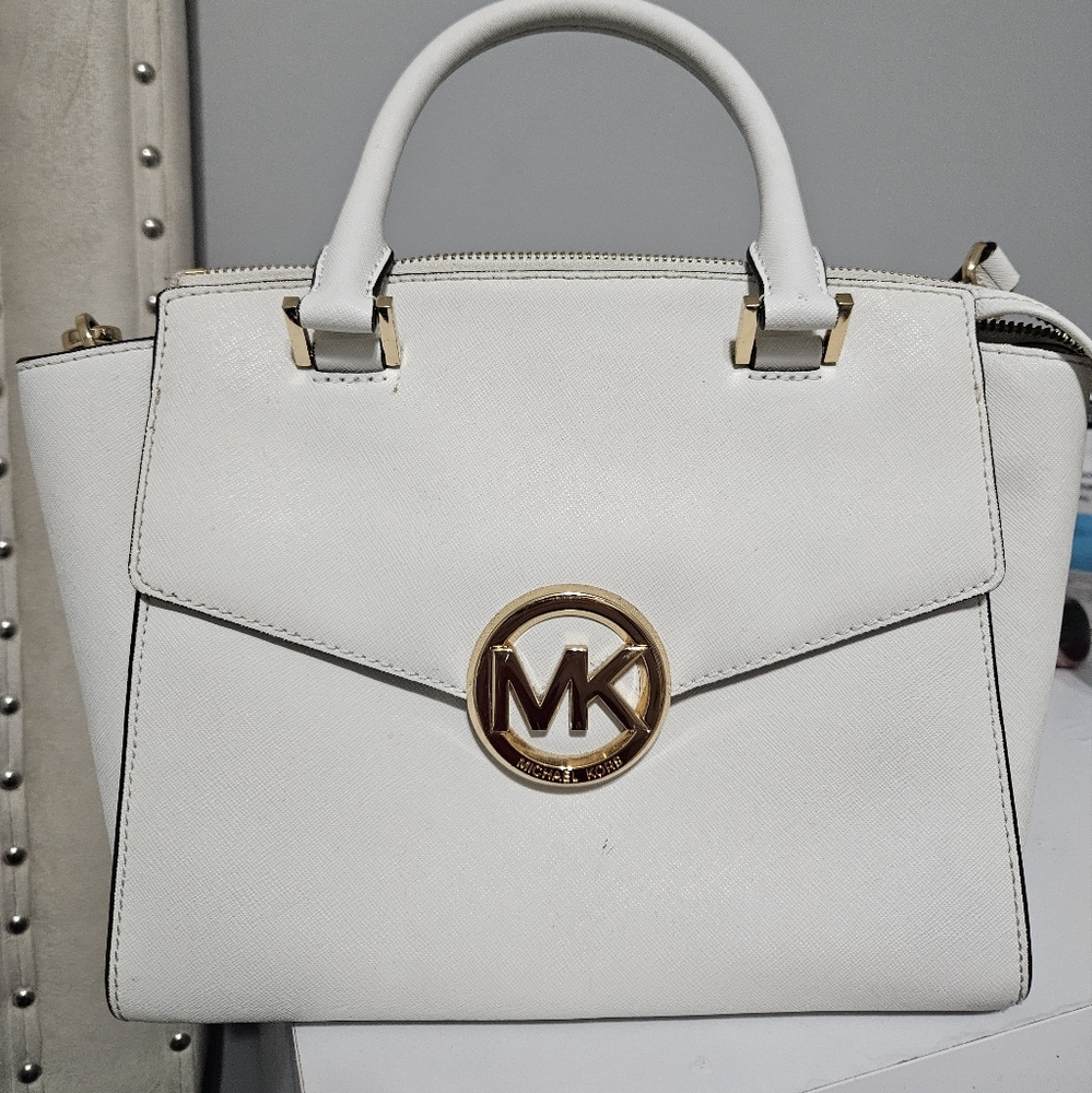 Michael Kors White Satchel with Gold Accents - Picture 2 of 4